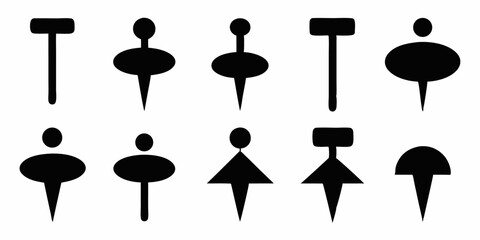 Poster - High resolution push pin icon set design featuring black yellow cyan magenta colors