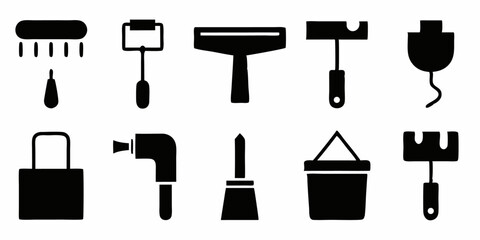 Poster - High quality paint tool icon set featuring various painting instruments in black yellow cyan and magenta