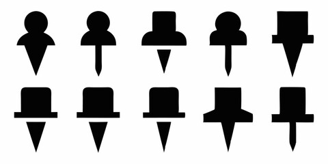 Poster - High resolution push pin icon set design featuring black yellow cyan magenta colors