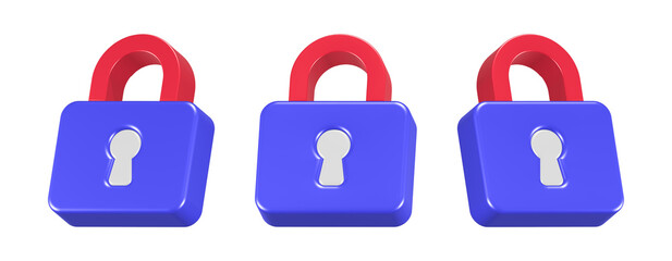 Poster - lock icon 3d rendering realistic