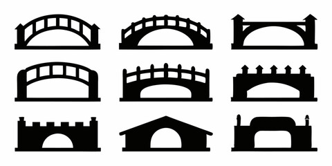 Poster - Black silhouettes of bridges a collection of isolated bridge illustrations for design projects