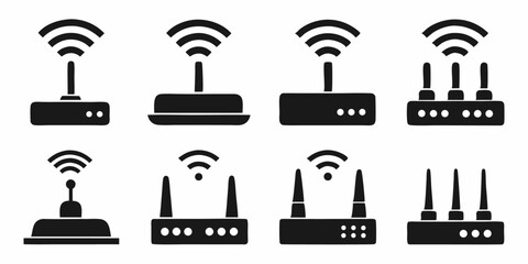 Poster - Flat style wifi router modem icon design for websites and applications