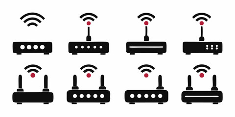 Poster - Flat style wifi router modem icon design for websites and applications