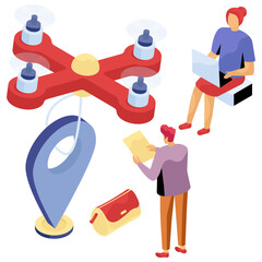 Wall Mural - creative design illustration of quadcopter location