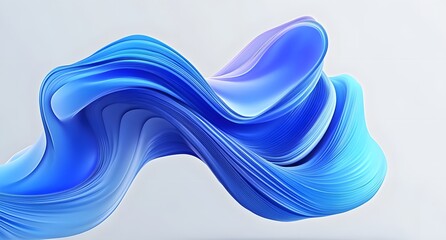 Fototapete - 3D abstract blue wave-shaped background, an elegant design with soft curves and flowing lines, 