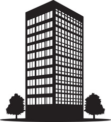 Fototapete - Office building simple, clean silhouette icon in black vector illustration.