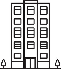 Fototapete - Office building simple, clean outline icon in black vector illustration.