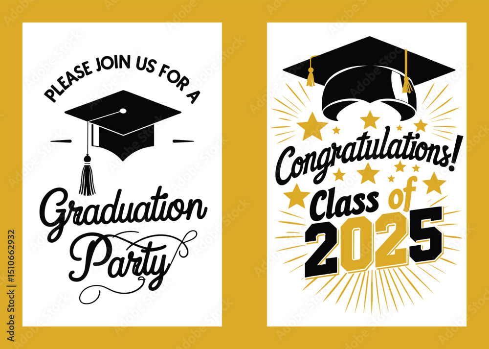 Graduation Invitation Card Designs Featuring Class Of 2025 Celebration ...
