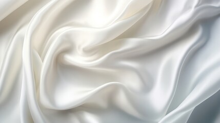 Poster - Soft, luxurious white silk fabric with smooth, flowing folds and a subtle sheen.