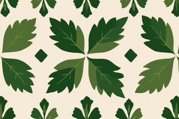 Aufkleber - Leaf Pattern Elegance: An intricate floral design is a showcase of stylized green leaves, creating a seamless repeat pattern that exudes tranquility and natural beauty.
