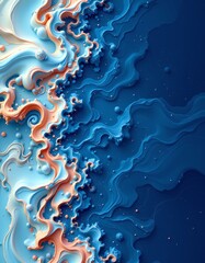 Poster - fractal realms abstract background with sky blue tones, on the left, leaving ample copy space on the right for photo use.