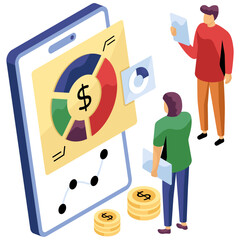 Wall Mural - editable design illustration of mobile data analytics