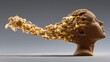 Abstract head sculpture with flowing energy