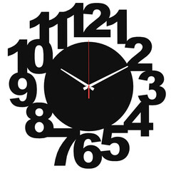 3d render black numbers wall clock modern with transparent background