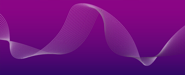 Poster - abstract purple gradient background with shining lines waves. minimalist background for banner, post