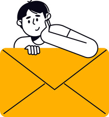 Poster - Cartoon illustration of a person with an envelope for email marketing and communication design vector art vector art illustration