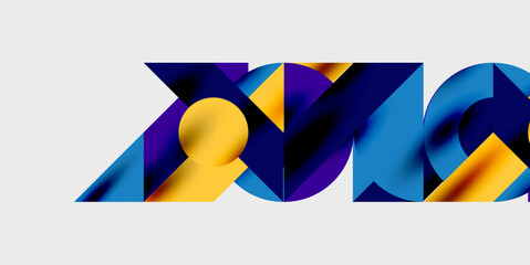 Aufkleber - Abstract geometric shapes, vibrant colors, dynamic composition. Modern design elements create visual interest, sleek presentation.
