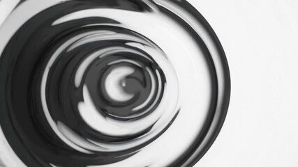 Fototapete - Black and white paint swirling together, generating mesmerizing concentric circles and dynamic abstract pattern with fluid motion, blending seamlessly on white background