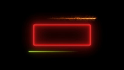 Leinwandbilder - Rectangle line neon bright colorful 4k illustration on black background.