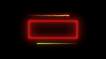 Leinwandbilder - Rectangle line neon bright colorful 4k illustration on black background.
