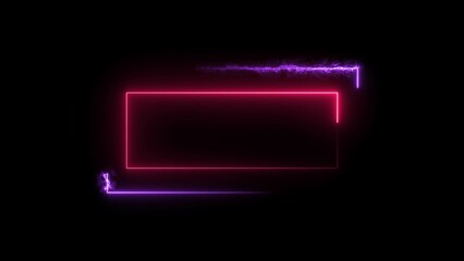 Leinwandbilder - Rectangle line neon bright colorful 4k illustration on black background.