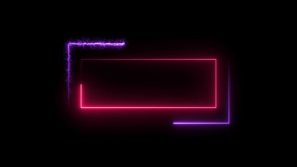 Leinwandbilder - Rectangle line neon bright colorful 4k illustration on black background.
