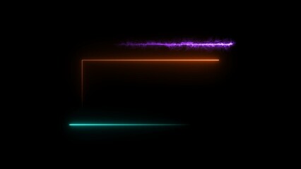Leinwandbilder - Rectangle line neon bright colorful 4k illustration on black background.