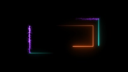 Leinwandbilder - Rectangle line neon bright colorful 4k illustration on black background.