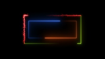 Leinwandbilder - Rectangle line neon bright colorful 4k illustration on black background.