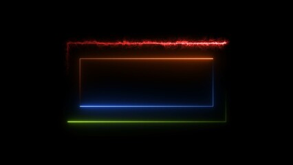 Leinwandbilder - Rectangle line neon bright colorful 4k illustration on black background.