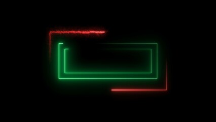 Leinwandbilder - Rectangle line neon bright colorful 4k illustration on black background.