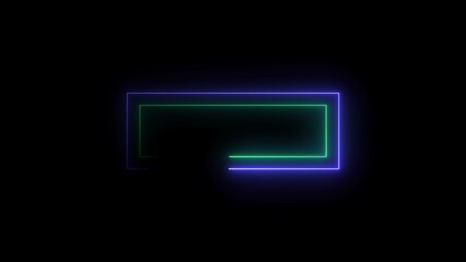 Leinwandbilder - Rectangle line neon bright colorful 4k illustration on black background.
