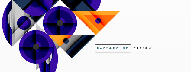 Poster - Abstract geometric shapes, vibrant colors, modern design. Blue, orange, white elements create dynamic composition. Minimalist style.