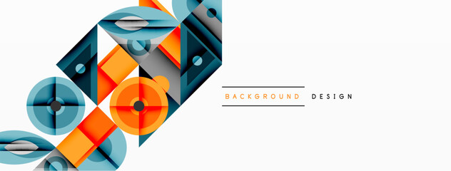 Poster - Abstract geometric shapes, vibrant colors, modern design. Overlapping elements create dynamic visual effect. Clean, minimalist aesthetic.