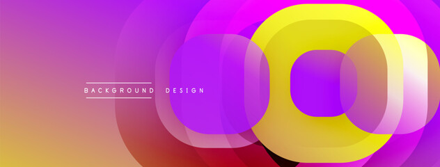 Poster - Abstract vibrant background. Concentric circles overlap, creating dynamic visual effect. Colors transition from yellow to purple. Modern design element.