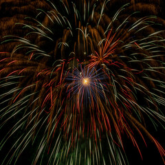 closeup of fireworks exploding