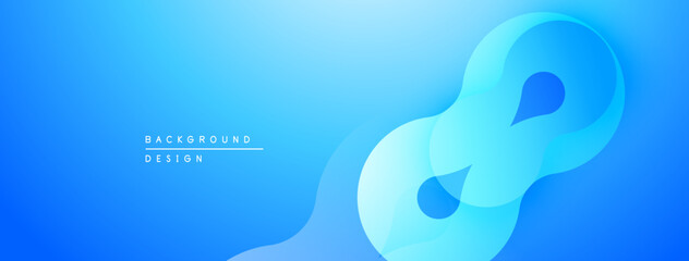 Aufkleber - Bright blue abstract background. Smooth curves create dynamic shape, modern design element. Gradient effect adds depth.