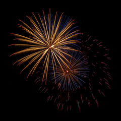 closeup of fireworks exploding