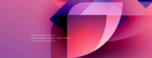 Poster - Abstract geometric shapes, vibrant pinks, purples create modern background. Overlapping layers suggest depth, dynamic composition.