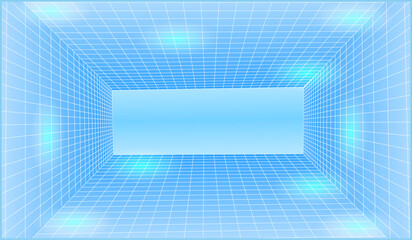 Poster - abstract high technology blue geometric pattern background.