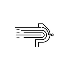 Poster - Abstract arrow advances through minimalist circuit design digitally