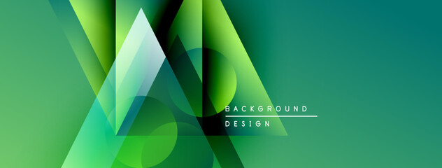 Poster - Abstract geometric shapes overlap, creating vibrant green gradient effect. Modern design suitable for banners, presentations.