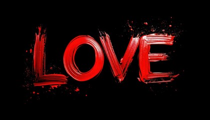 Poster - Bold Red Brushstroke Art Representing Love Emotion