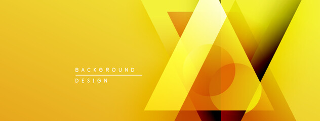 Poster - Abstract yellow design features overlapping shapes, gradients. Modern background suitable for banners, presentations. Minimalist aesthetic.