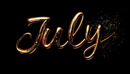 Poster - July Celebration: Glimmering Decorative Typography in Gold
