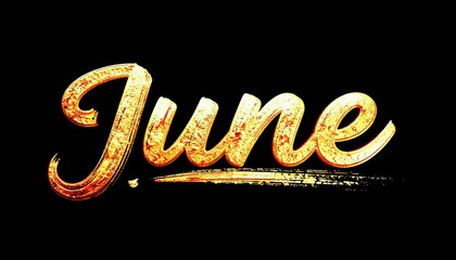 Poster - Golden Text June on Black Background