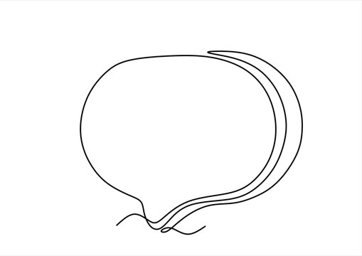 Speech Bubble Single Line Icon. One continuous line drawing of Speech bubble. Chat cloud and thought dialogue symbol in simple linear style. Comic text comment concept in editable stroke	