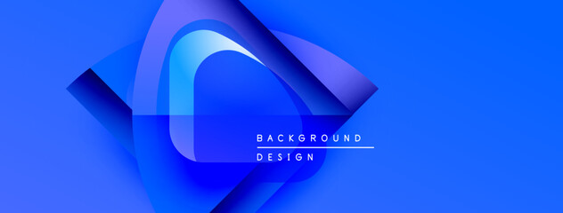 Leinwandbilder - Abstract blue design features layered shapes, gradients. Text reads background design. Modern, vibrant visual composition.