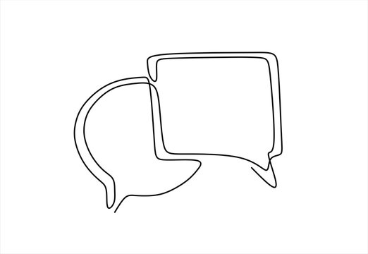 Speech Bubble Single Line Icon. One continuous line drawing of Speech bubble. Chat cloud and thought dialogue symbol in simple linear style. Comic text comment concept in editable stroke	