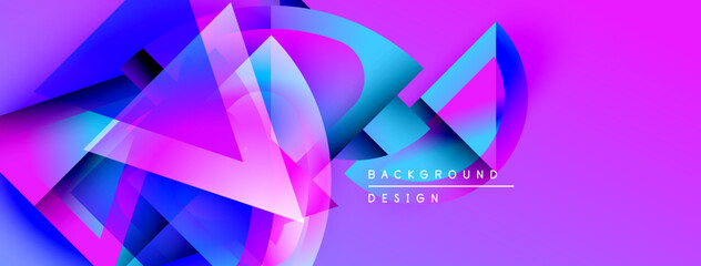 Poster - abstract vibrant design. dynamic shapes overlap, creating modern visual effect. purple, blue hues do